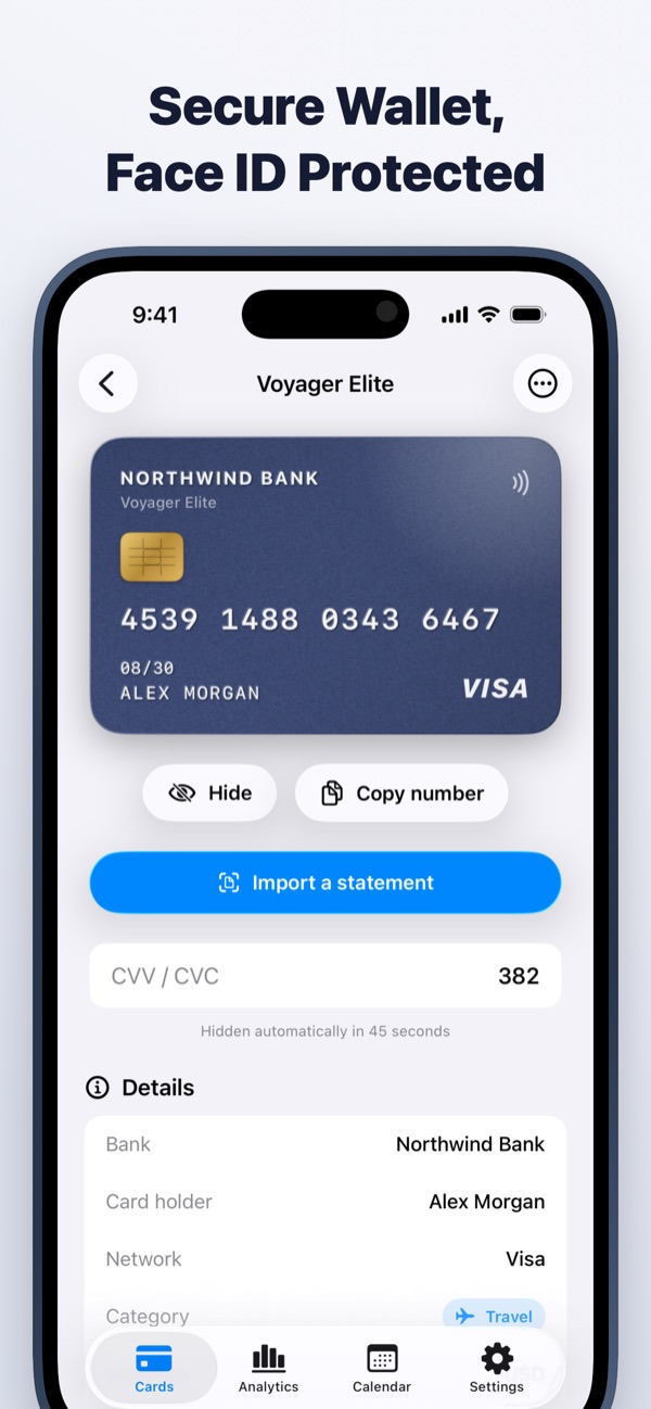 CardMax on iPhone: Secure wallet, Face ID protected